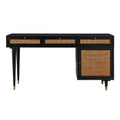 60 Cane 3-Drawer Desk With Storage