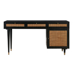 Bureau à 3 tiroirs en cannage 60 po avec rangement