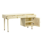Bureau à 3 tiroirs en cannage 60 po avec rangement