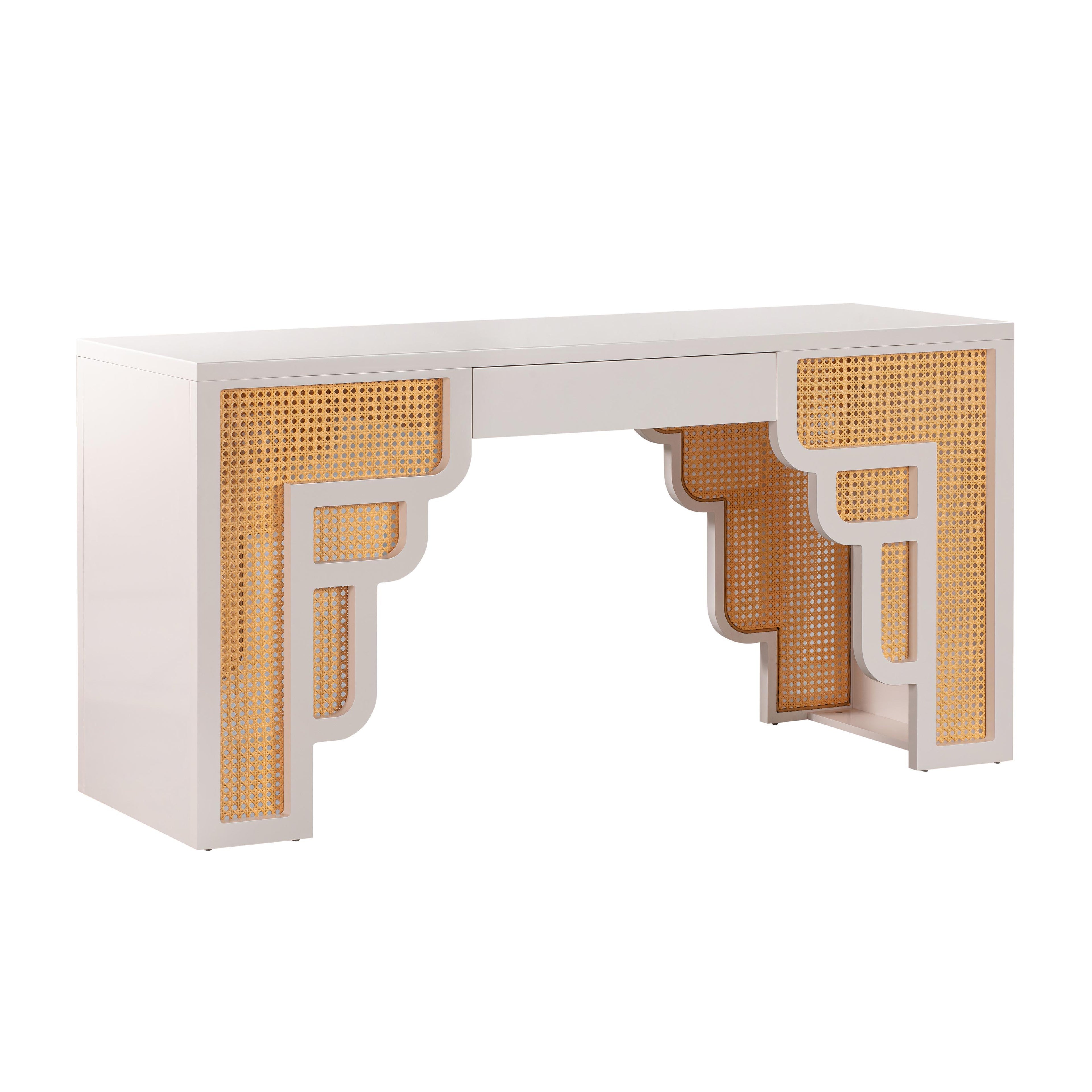 62 Rattan Executive Desk With Drawer