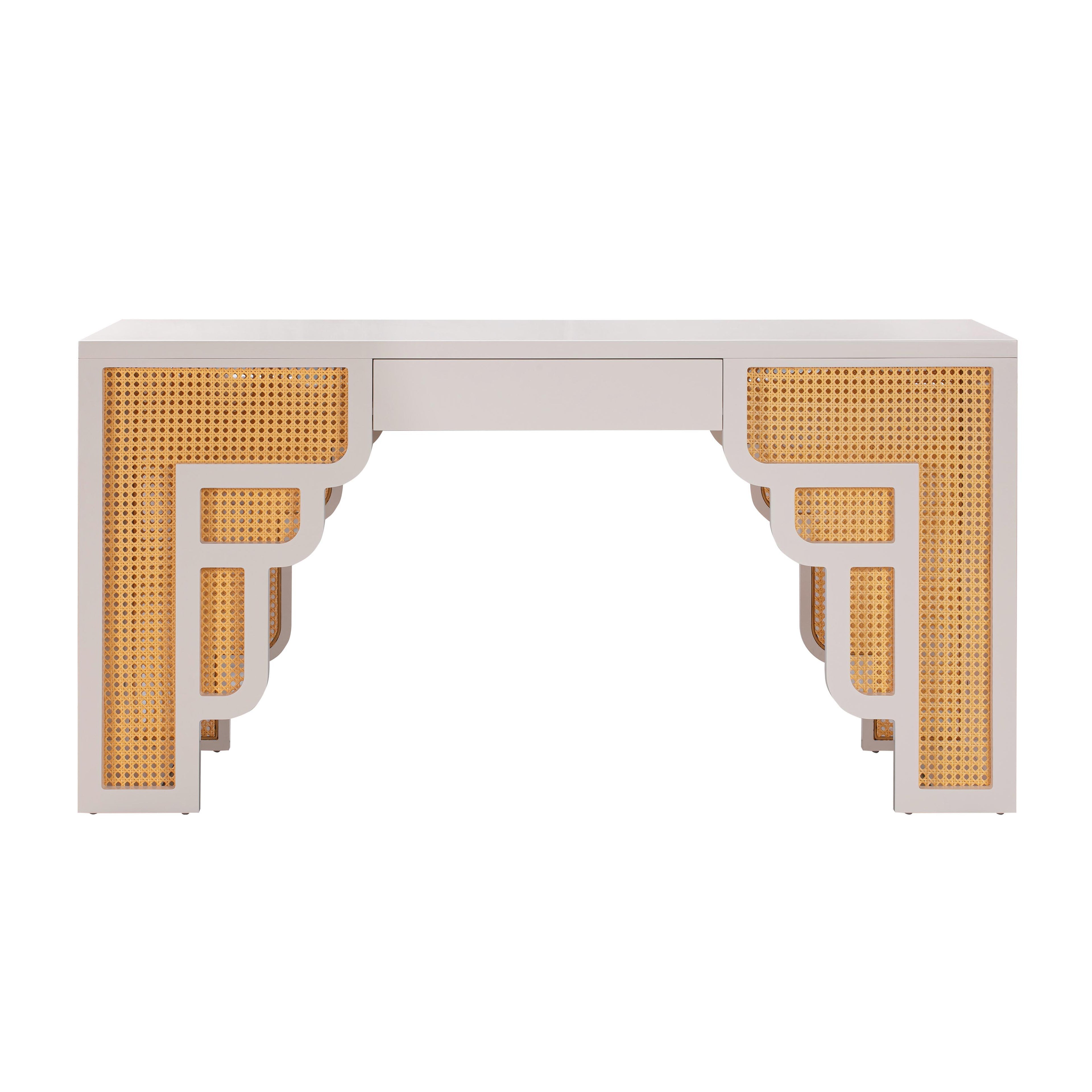 62 Rattan Executive Desk With Drawer