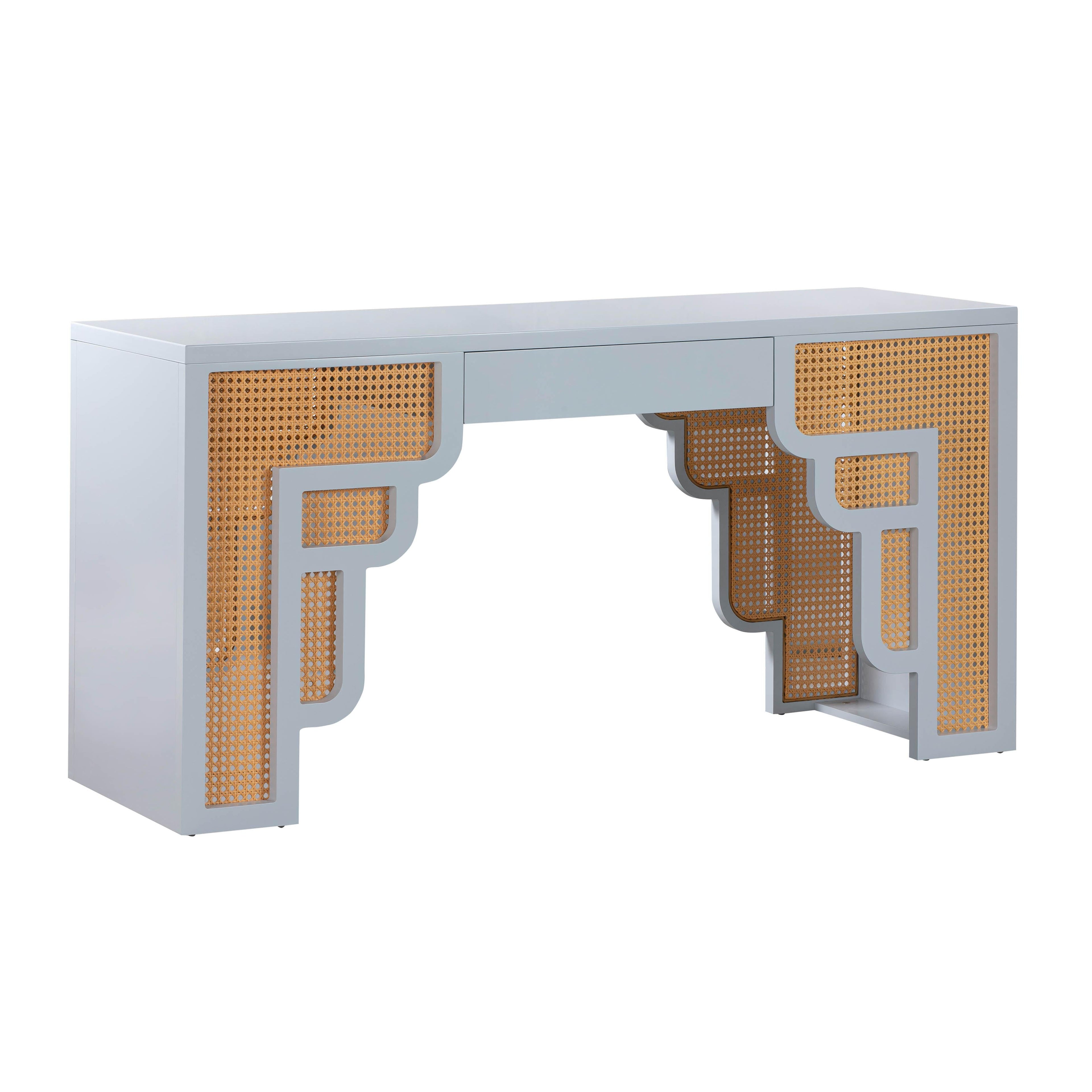 62 Rattan Executive Desk With Drawer