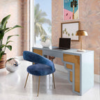 Bureau de direction en rotin à 62 tiroirs
