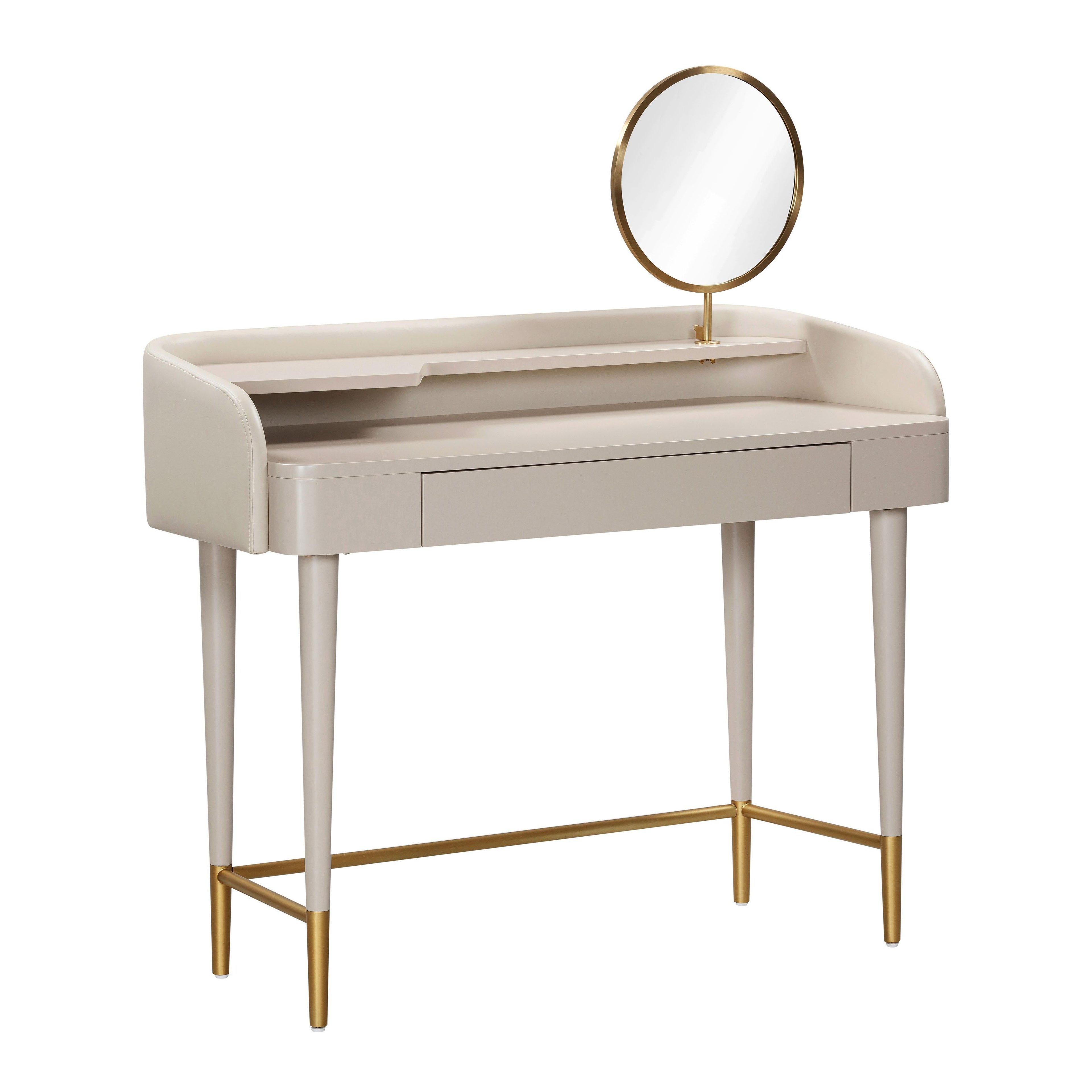 45 Vegan Leather Wrapped Vanity Desk With Drawer