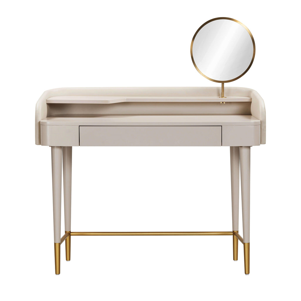 45 Vegan Leather Wrapped Vanity Desk With Drawer
