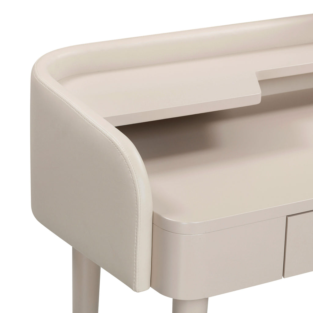 45 Vegan Leather Wrapped Vanity Desk With Drawer