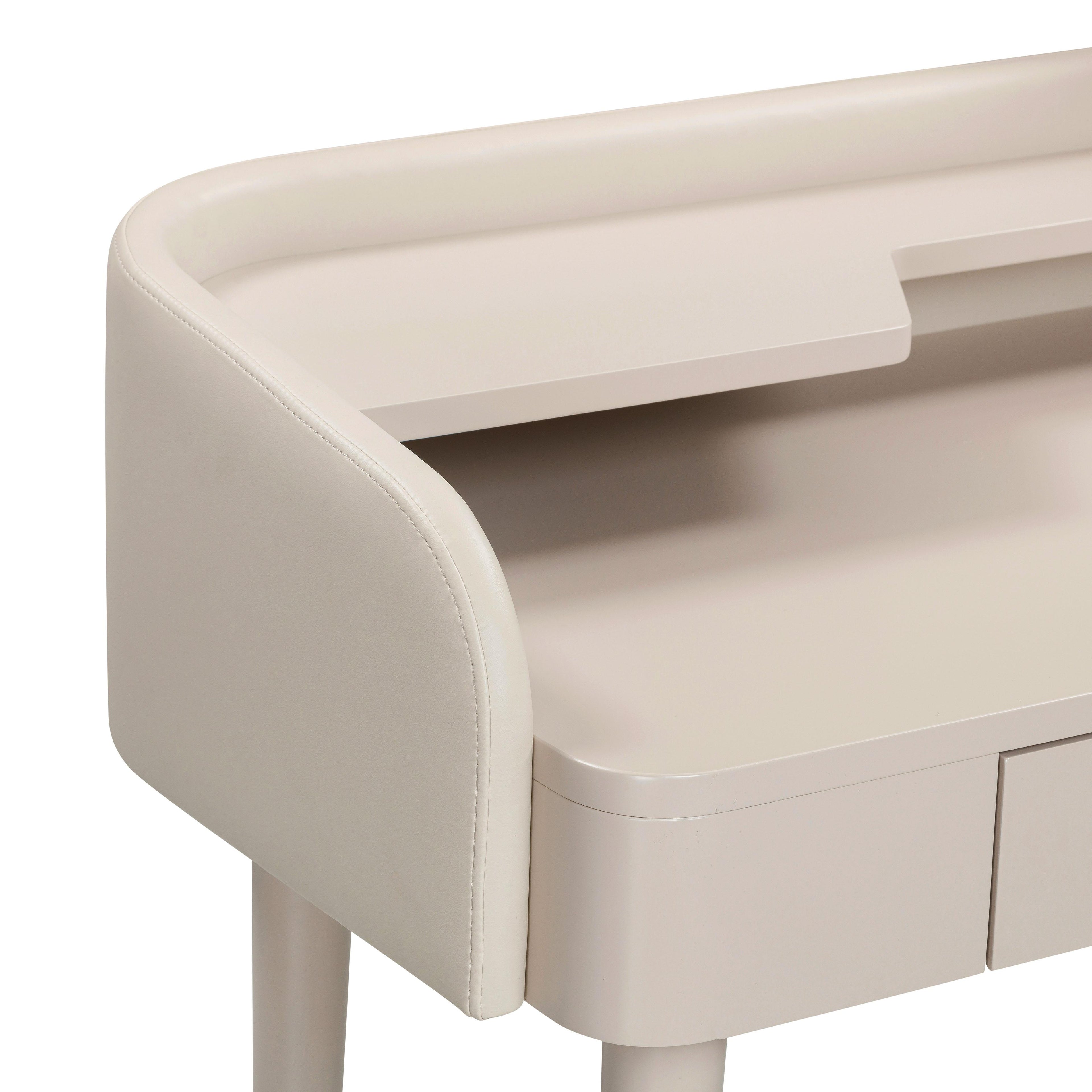 45 Vegan Leather Wrapped Vanity Desk With Drawer