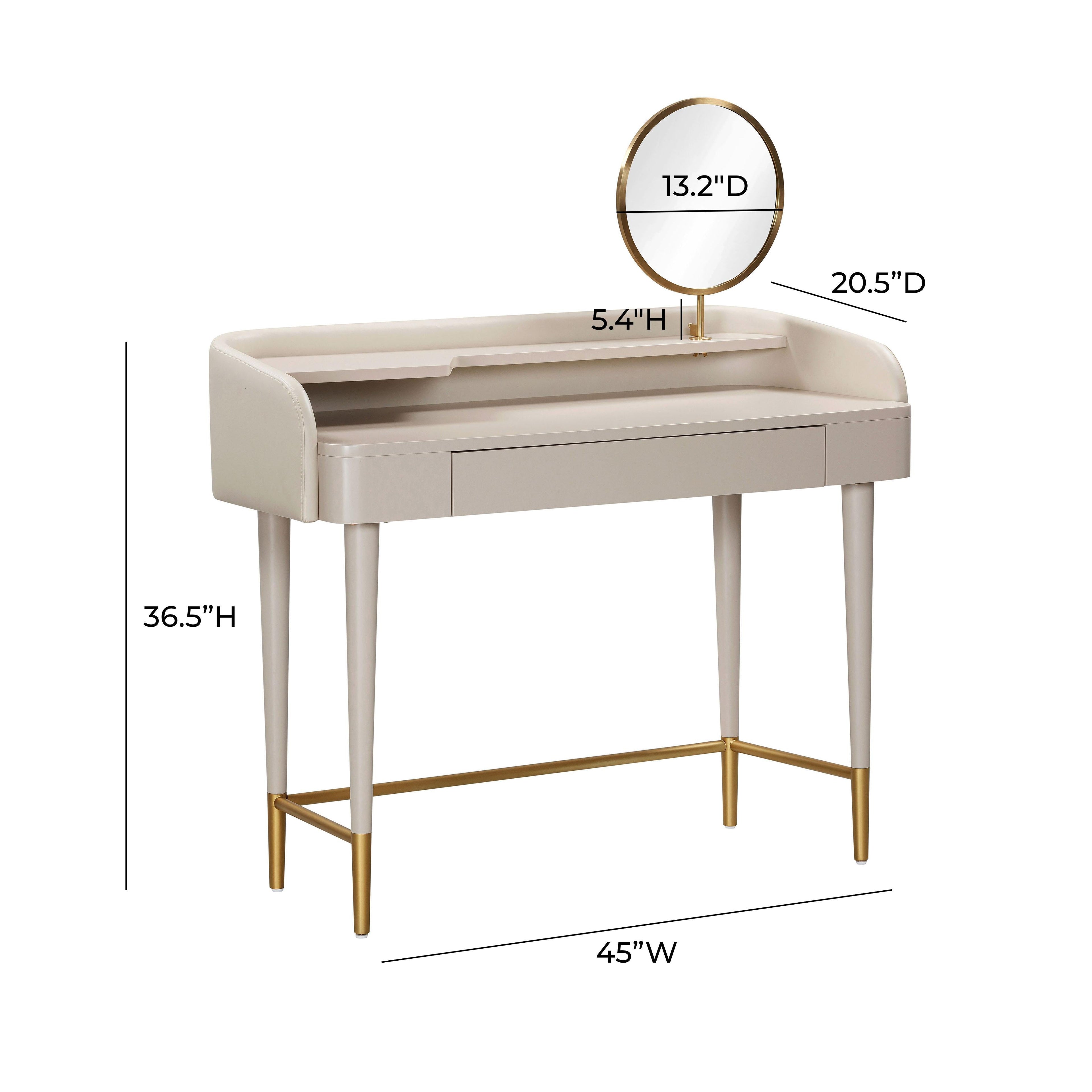 45 Vegan Leather Wrapped Vanity Desk With Drawer