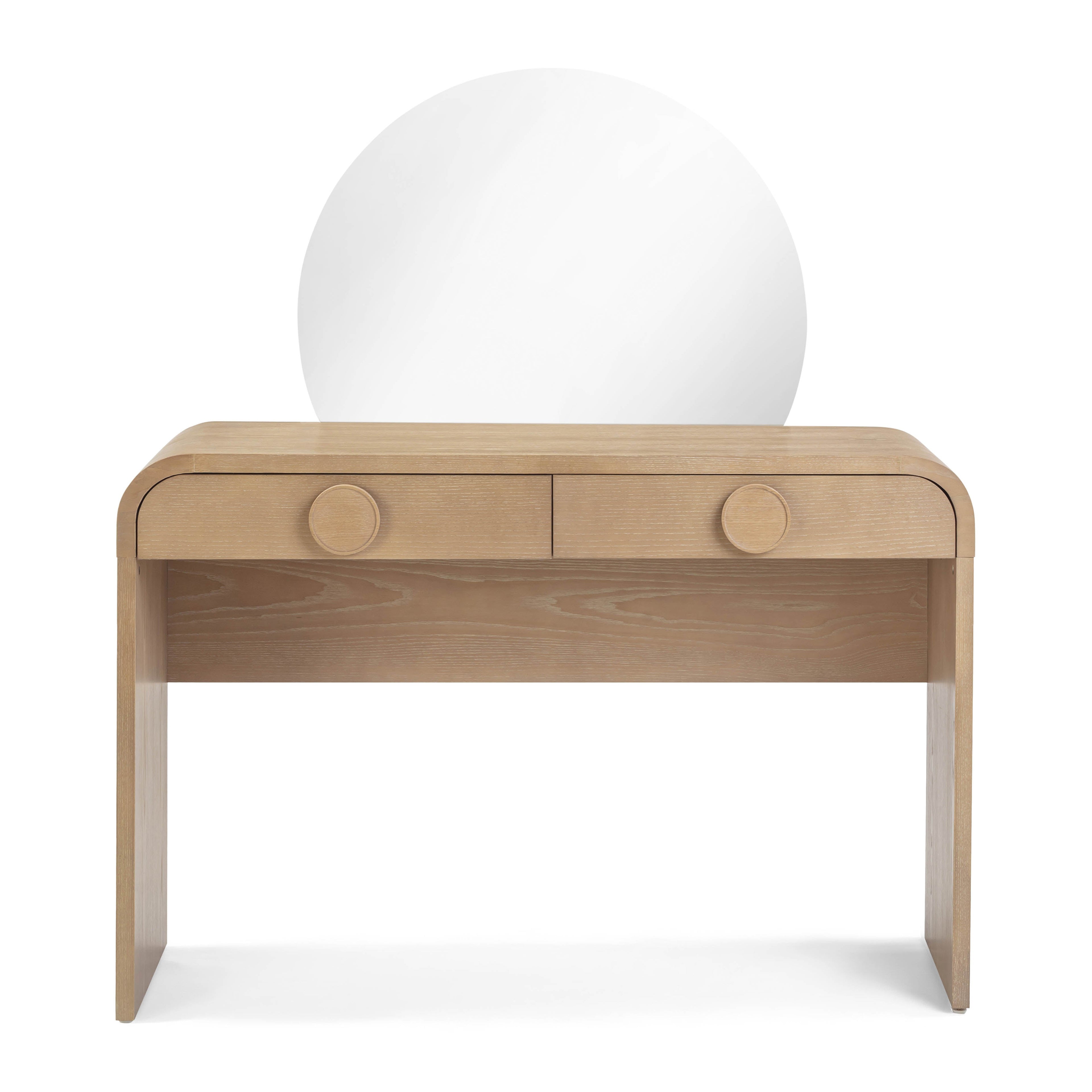 48 Natural Ash 2-Drawer Vanity Desk with Mirror