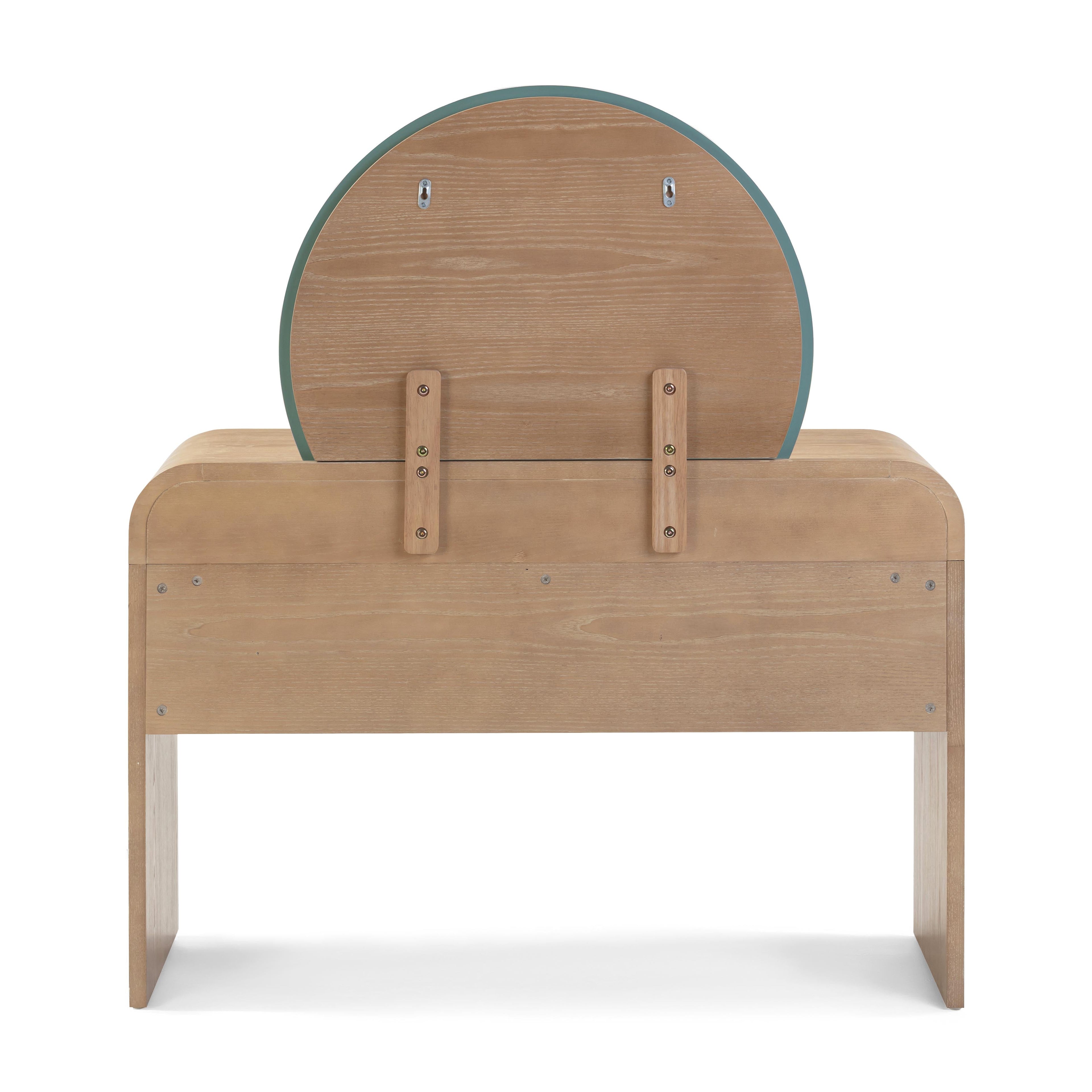 48 Natural Ash 2-Drawer Vanity Desk with Mirror