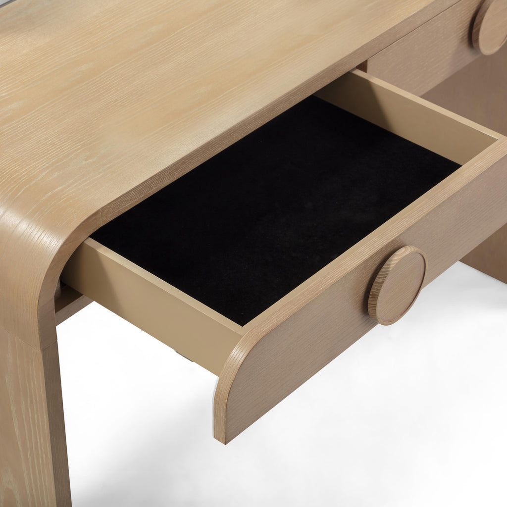 48 Natural Ash 2-Drawer Vanity Desk with Mirror