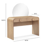 Coiffeuse 2 tiroirs avec miroir, coloris Frêne Naturel 48