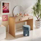 Coiffeuse 2 tiroirs avec miroir, coloris Frêne Naturel 48