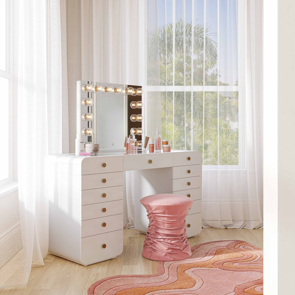 56 White Desk with Vanity Mirror