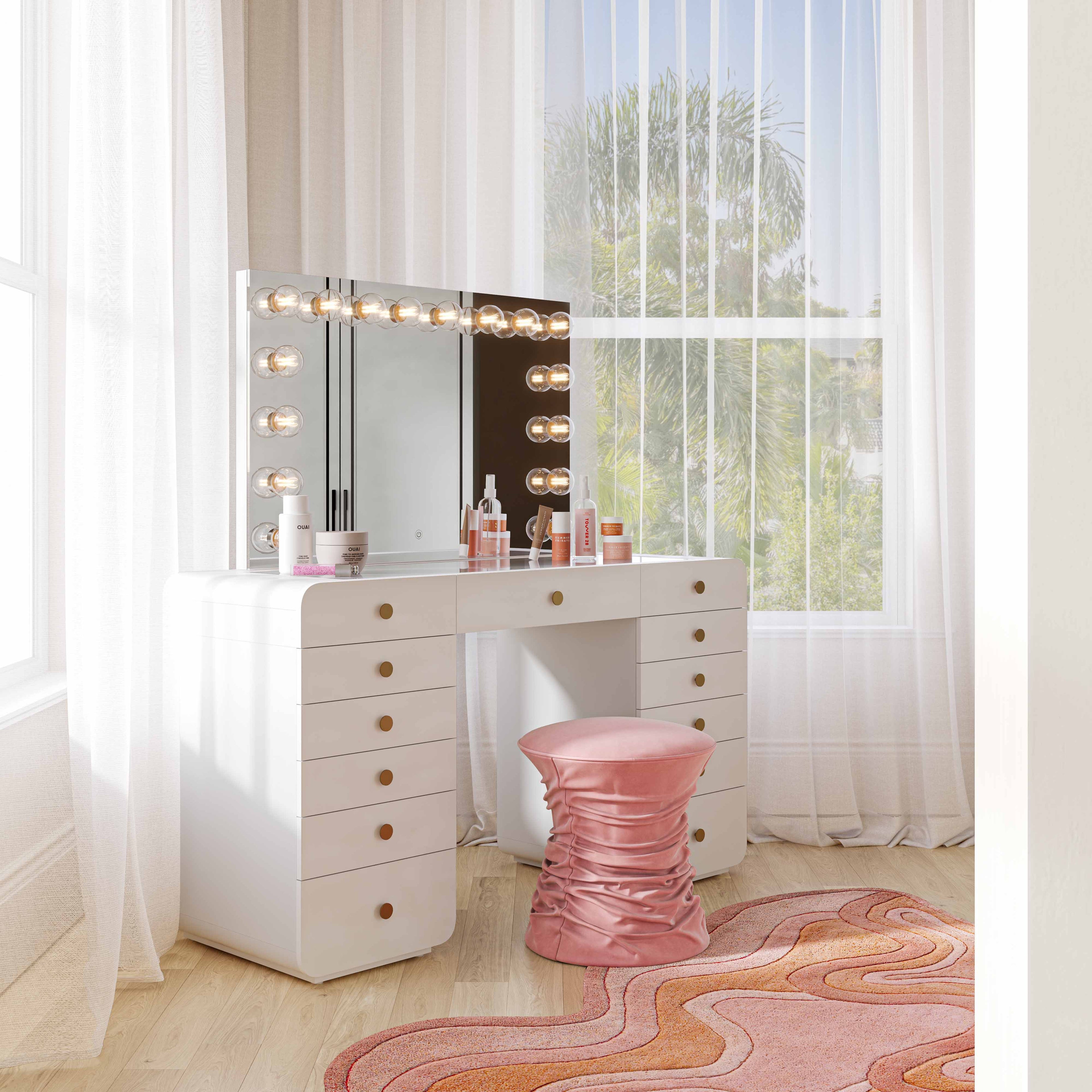 56 White Desk with Vanity Mirror