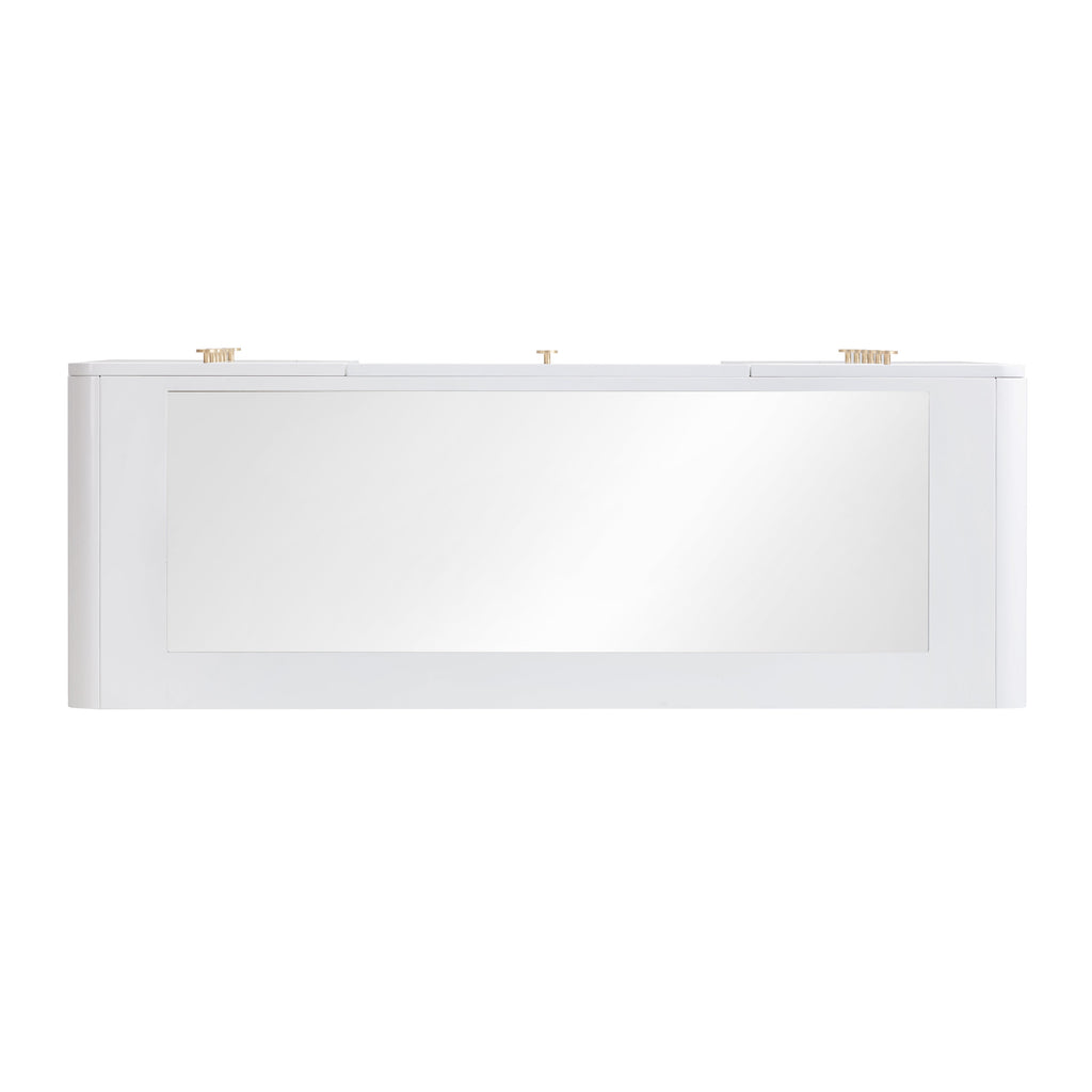 56 White Desk with LED Panel Vanity Mirror