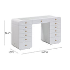 56 Bureau blanc avec miroir de courtoisie à panneau LED