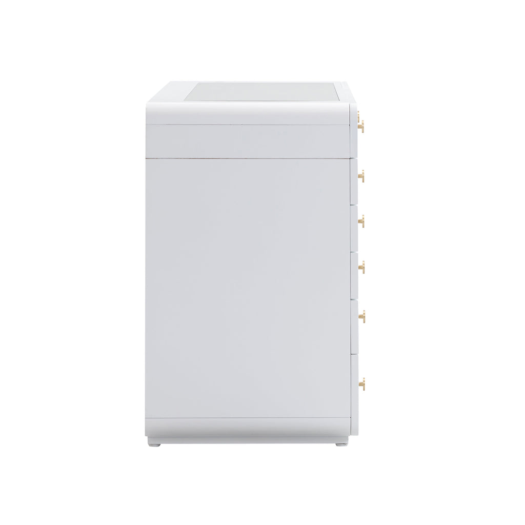 56 White Desk with LED Panel Vanity Mirror