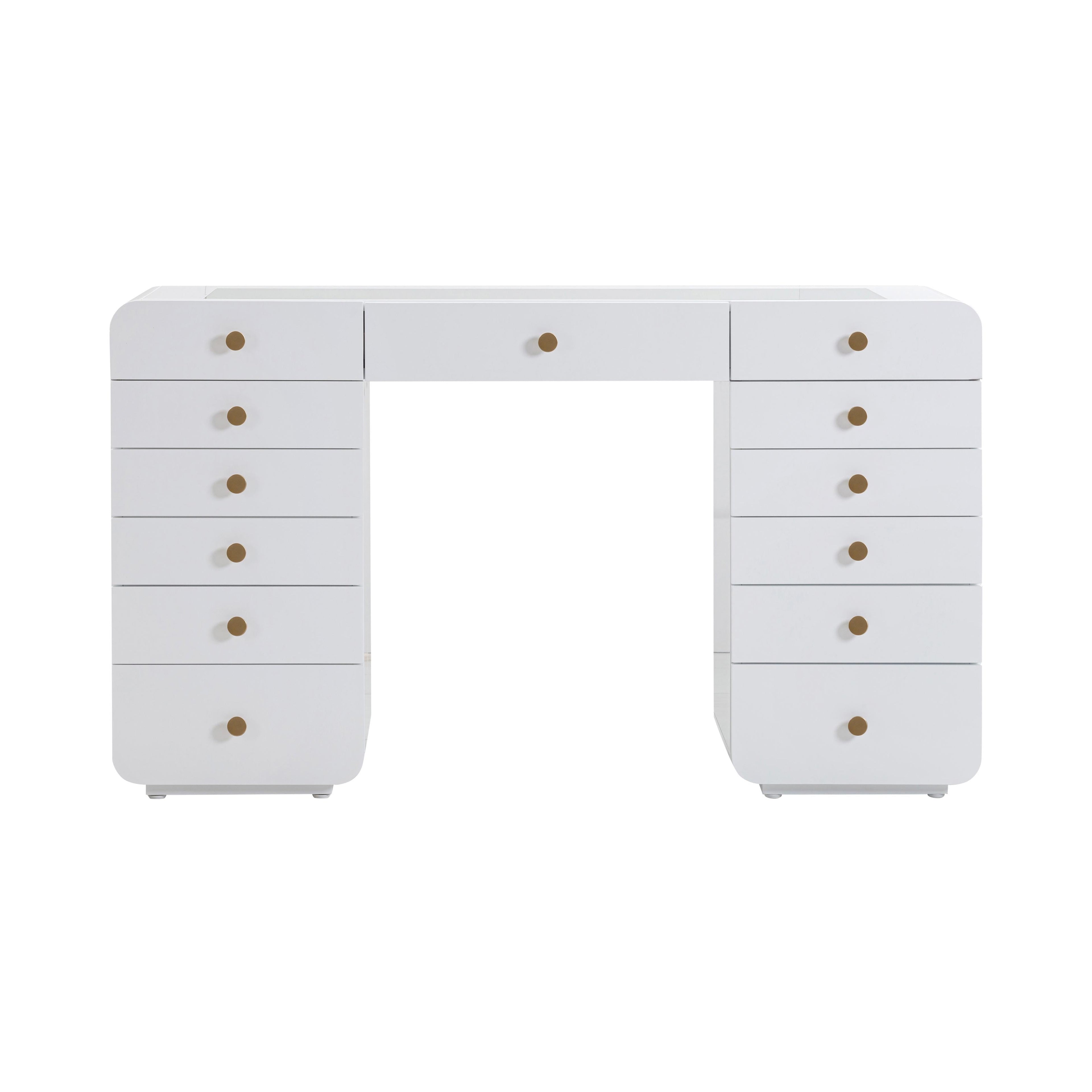 56 White 13-Drawer Vanity Desk