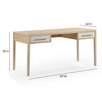 Bureau de direction 62 pouces, finition naturelle blanchie