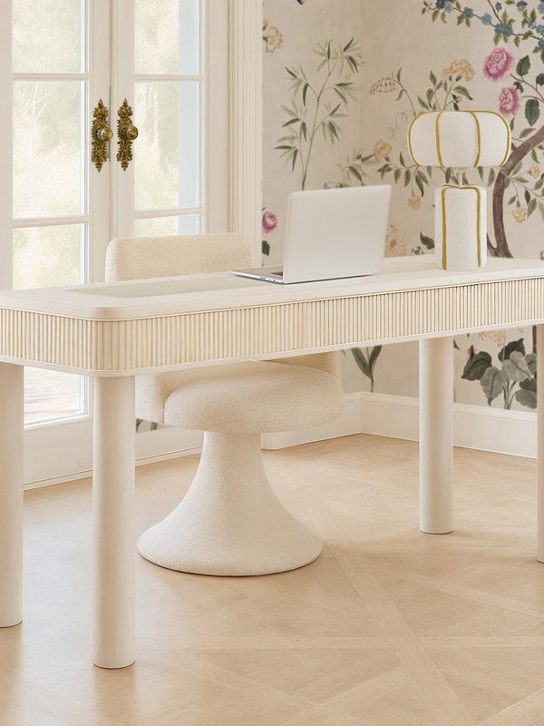 Bureau de direction 2 tiroirs crème 55 po