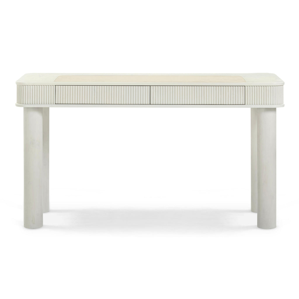 55 Cream 2-Drawer Executive Work Desk