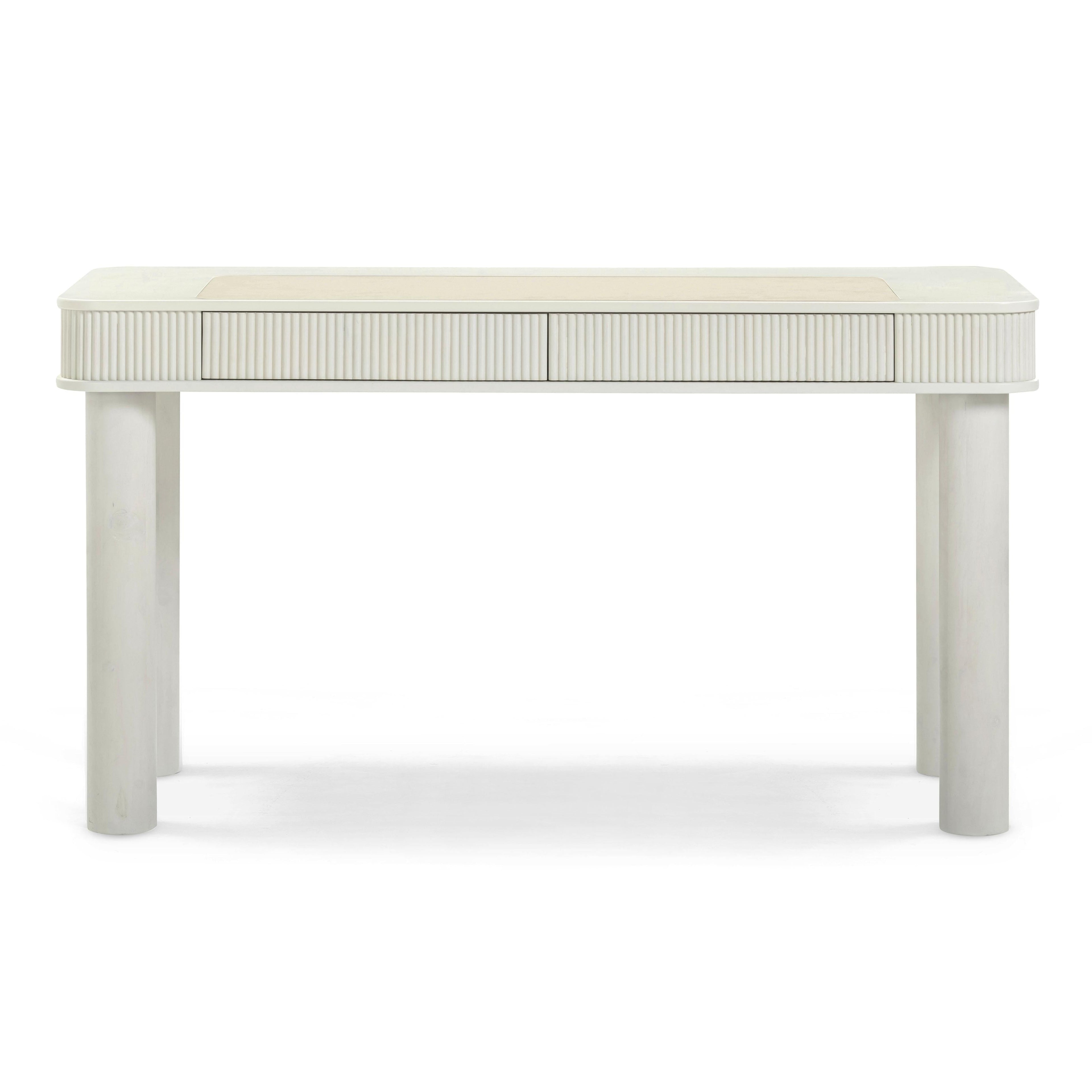 55 Cream 2-Drawer Executive Work Desk