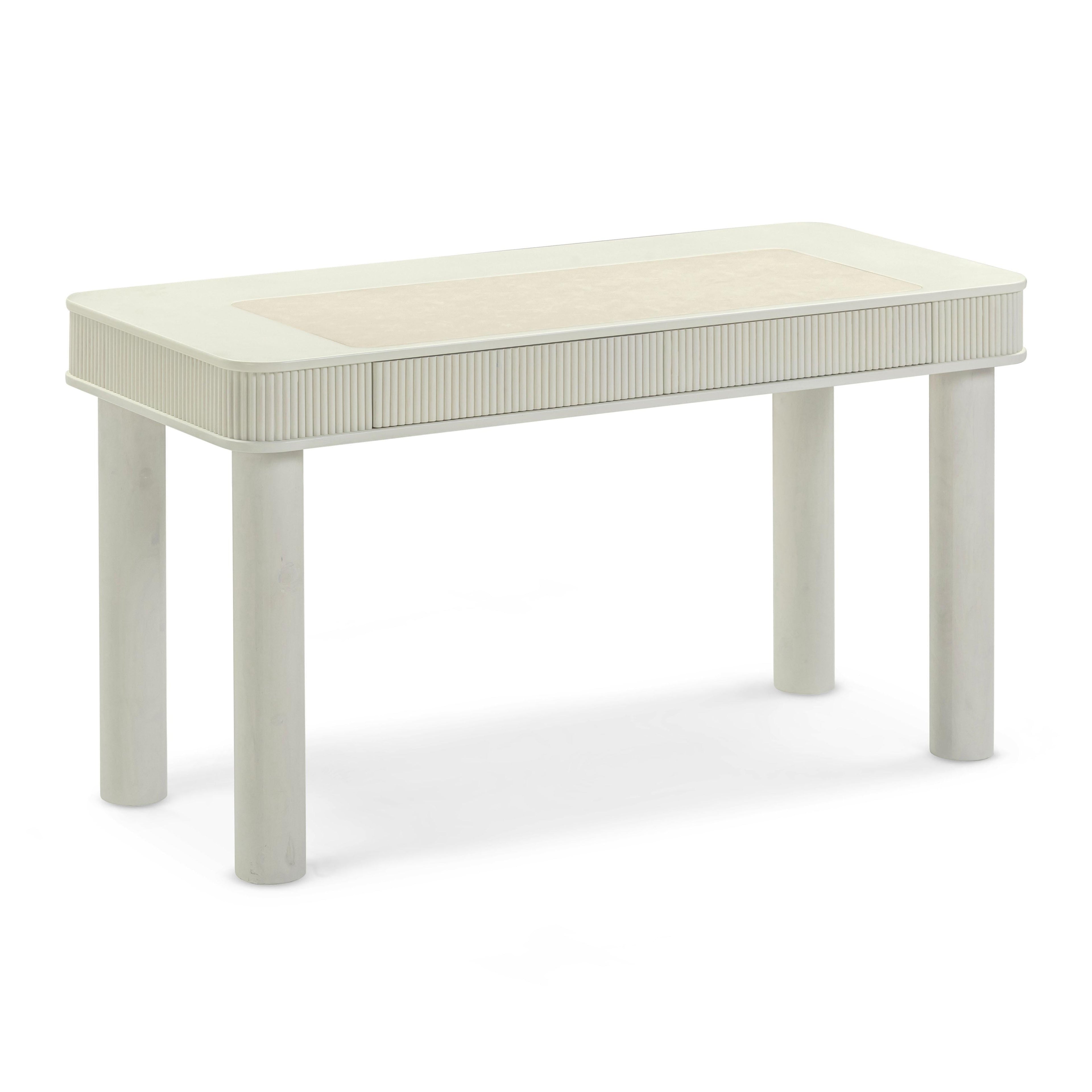 55 Cream 2-Drawer Executive Work Desk