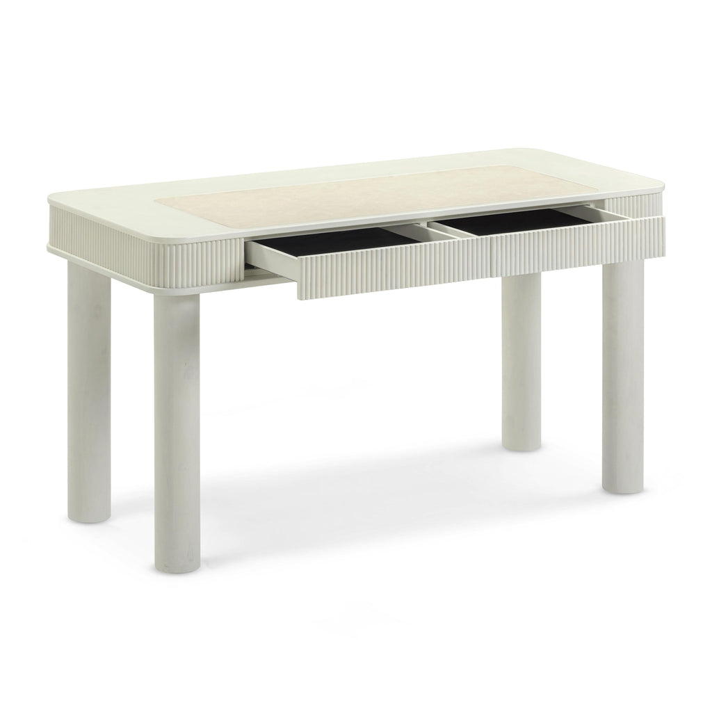 55 Cream 2-Drawer Executive Work Desk