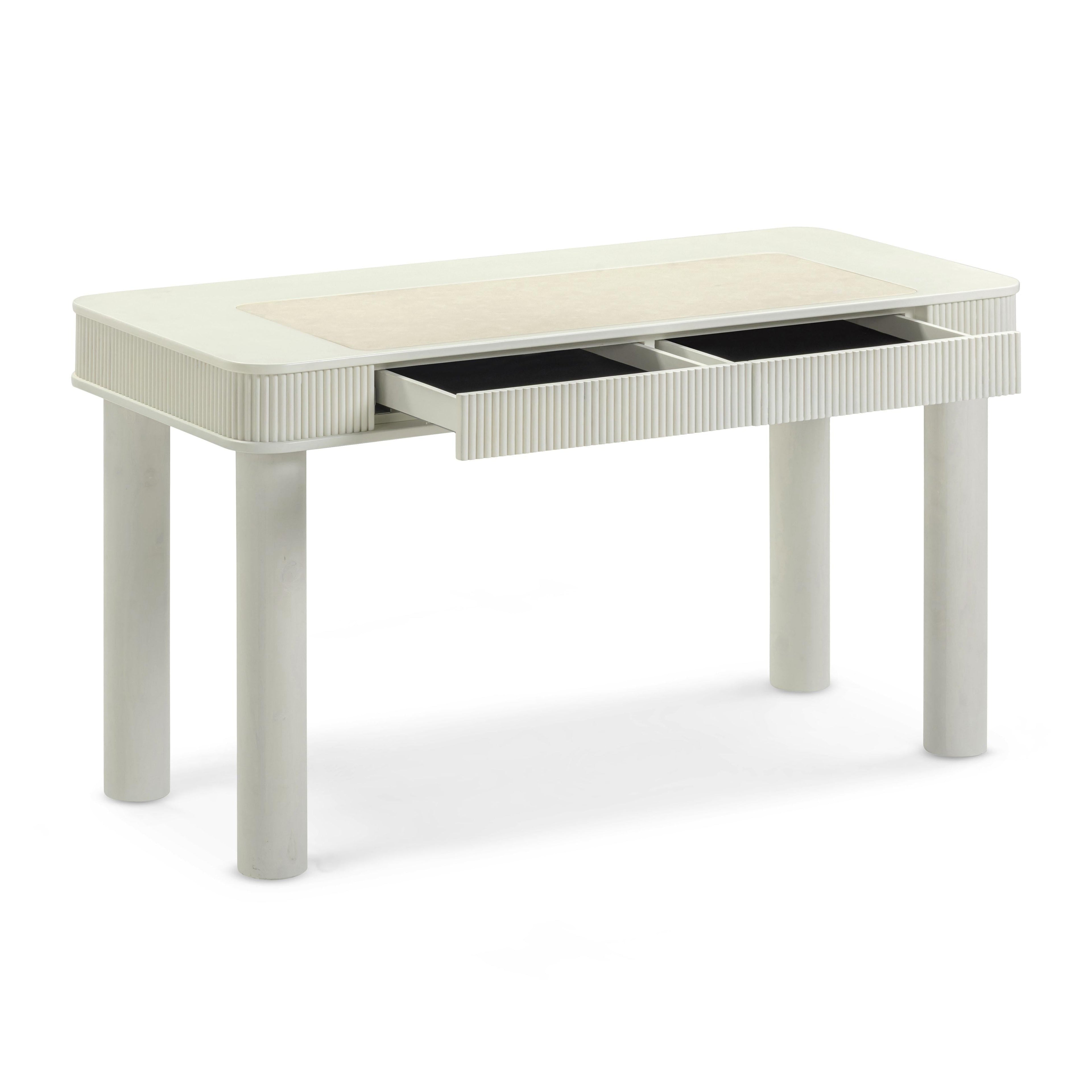 55 Cream 2-Drawer Executive Work Desk