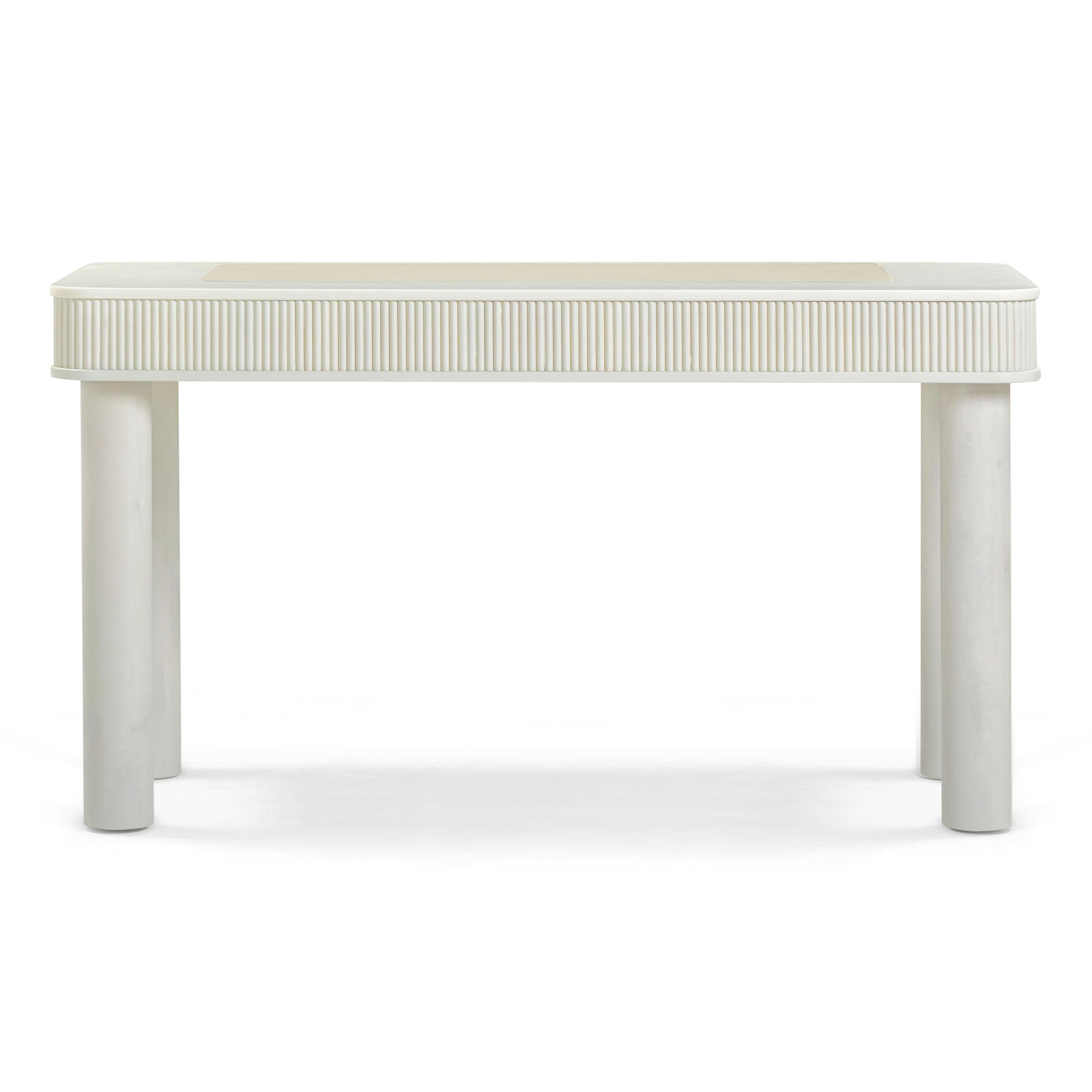 55 Cream 2-Drawer Executive Work Desk
