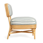 Fauteuil d'appoint Dorine en lin rayé et rotin