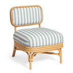Fauteuil d'appoint Dorine en lin rayé et rotin
