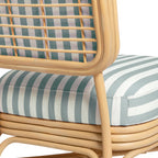 Fauteuil d'appoint Dorine en lin rayé et rotin