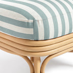 Fauteuil d'appoint Dorine en lin rayé et rotin
