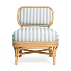 Fauteuil d'appoint Dorine en lin rayé et rotin