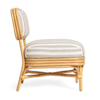 Fauteuil d'appoint Dorine en lin rayé et rotin