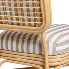 Fauteuil d'appoint Dorine en lin rayé et rotin