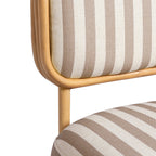 Fauteuil d'appoint Dorine en lin rayé et rotin