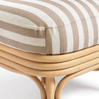 Fauteuil d'appoint Dorine en lin rayé et rotin