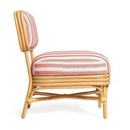 Fauteuil d'appoint Dorine en lin rayé et rotin