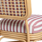 Fauteuil d'appoint Dorine en lin rayé et rotin
