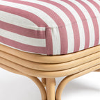 Fauteuil d'appoint Dorine en lin rayé et rotin