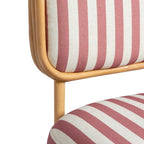 Fauteuil d'appoint Dorine en lin rayé et rotin