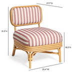 Fauteuil d'appoint Dorine en lin rayé et rotin