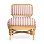 Fauteuil d'appoint Dorine en lin rayé et rotin