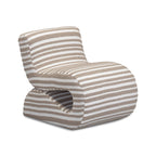 Fauteuil d'appoint Senna Taupe en tissu jacquard bio à rayures, de qualité professionnelle