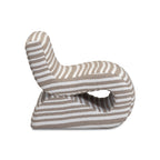 Fauteuil d'appoint Senna Taupe en tissu jacquard bio à rayures, de qualité professionnelle