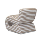 Fauteuil d'appoint Senna Taupe en tissu jacquard bio à rayures, de qualité professionnelle