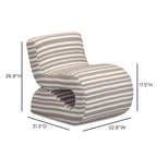Fauteuil d'appoint Senna Taupe en tissu jacquard bio à rayures, de qualité professionnelle